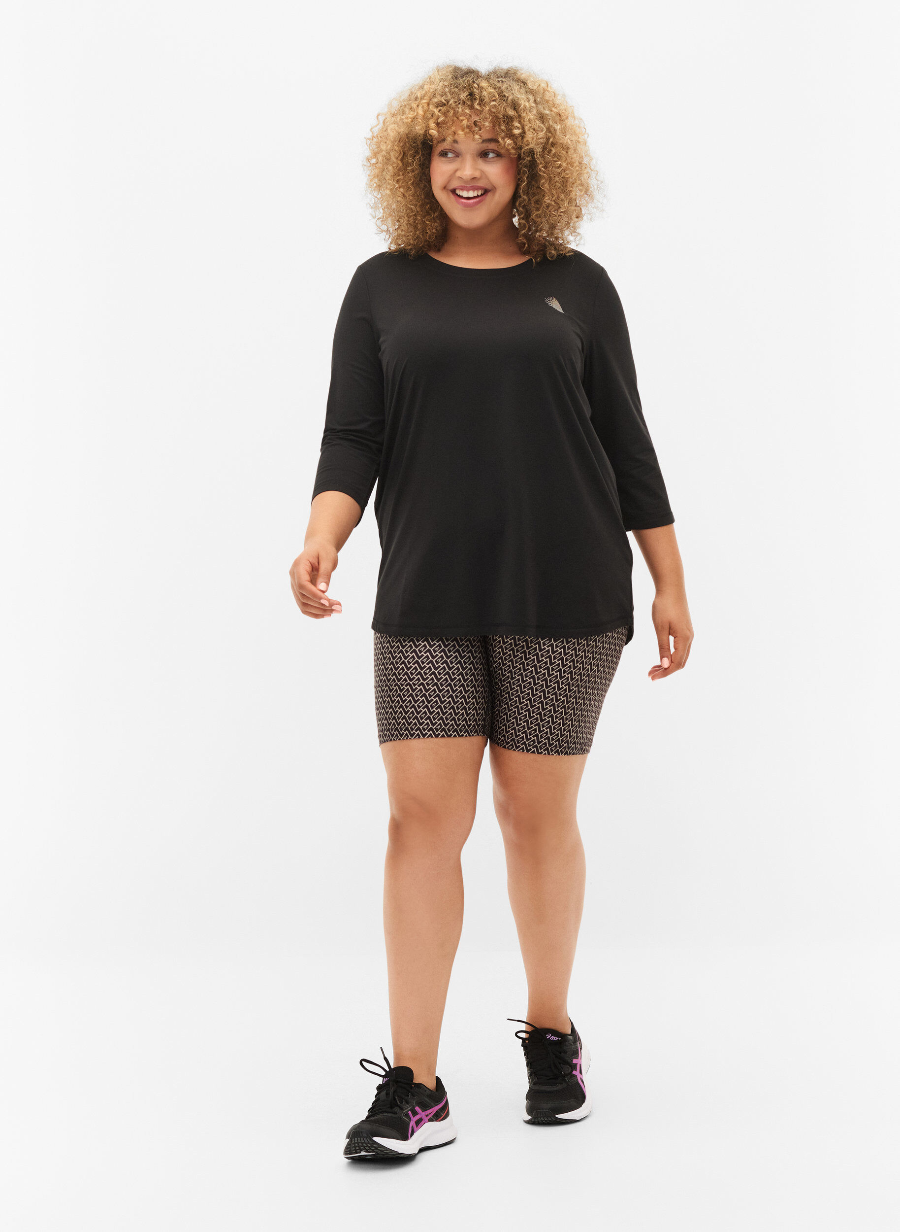 Zizzi Treningsgenser med 3/4-ermer, Svart, Model image number 1