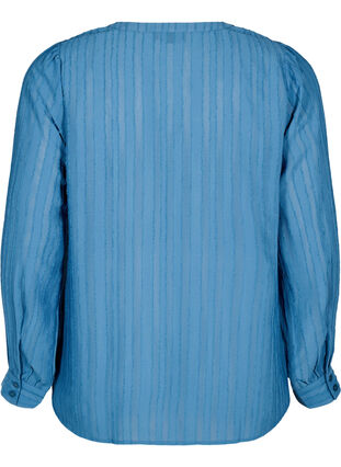 Zizzi Stripete skjortebluse med gjennomsiktige striper, Blå, Packshot image number 1