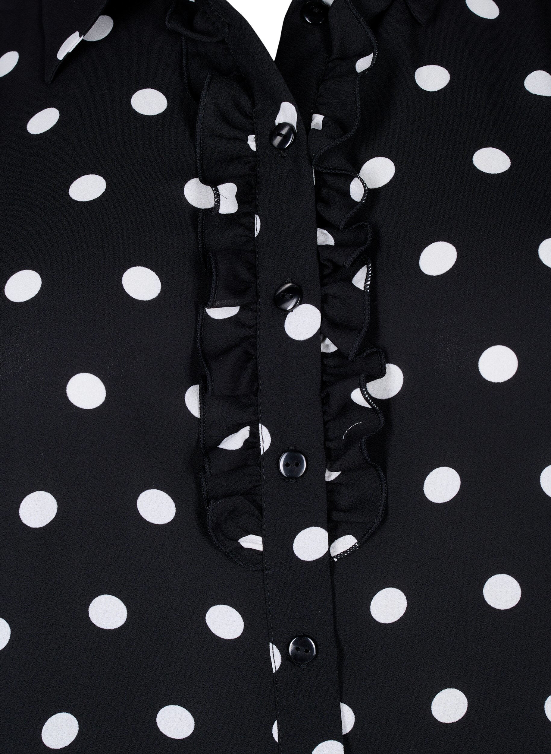 Zizzi Prikkete skjorte med volanger, Black W. White Dot, Packshot image number 2