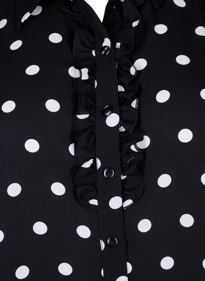 Prikkete skjorte med volanger, Black W. White Dot, Packshot image number 2