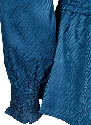Zizzi Ton-i-ton mønstret bluse med smock, Midnight, Packshot image number 3