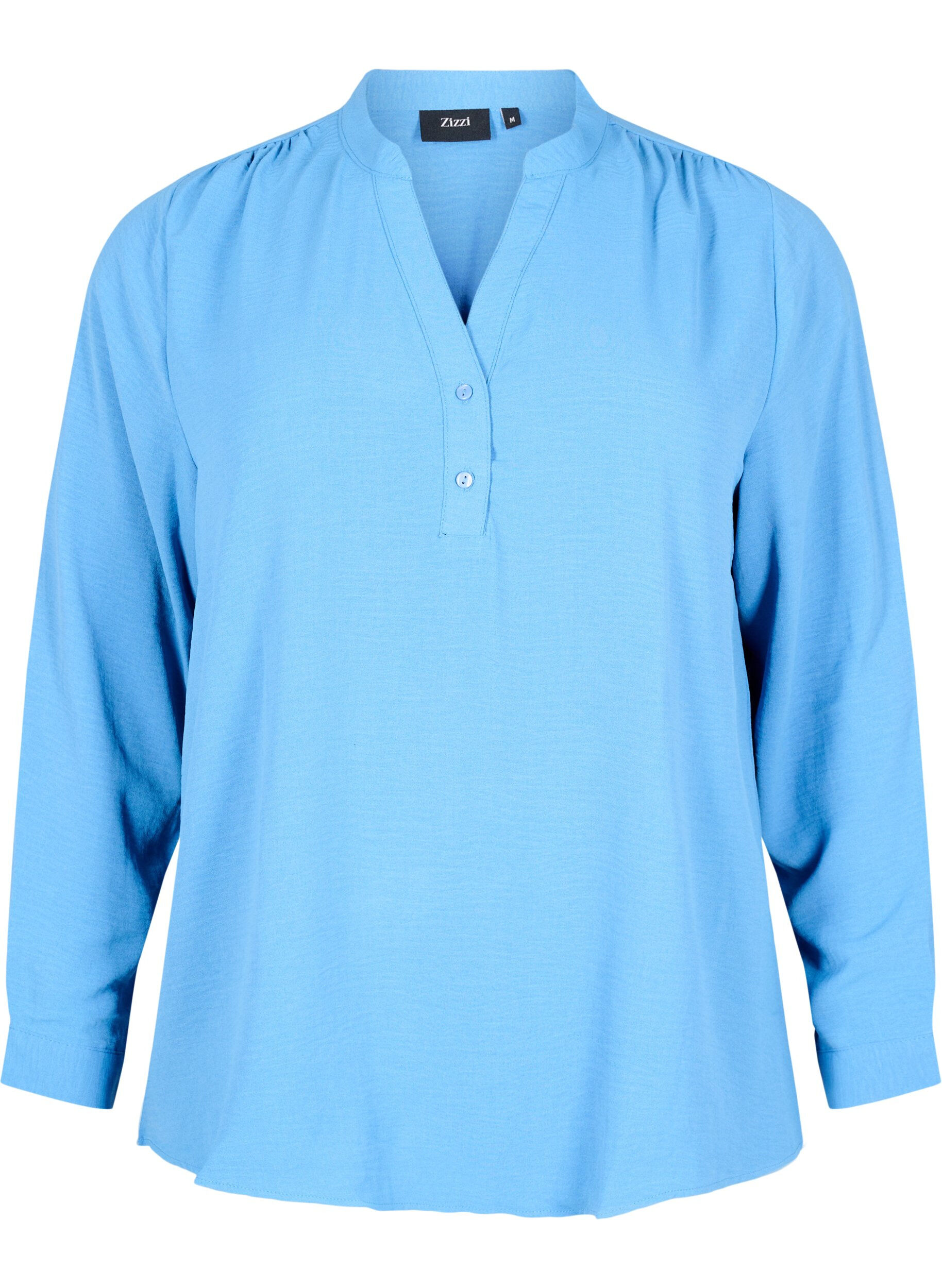 Zizzi Langermet skjortebluse med V-hals, Riverside, Packshot image number 0