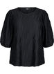Bluse med tekstur og 3/4-ermer, Svart, Packshot image number 0