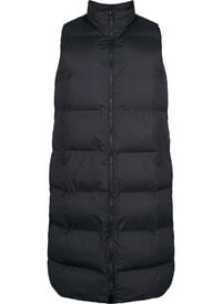 Lang vest med lommer og toveis glidelås, Svart Lang vest med lommer og toveis glidelås