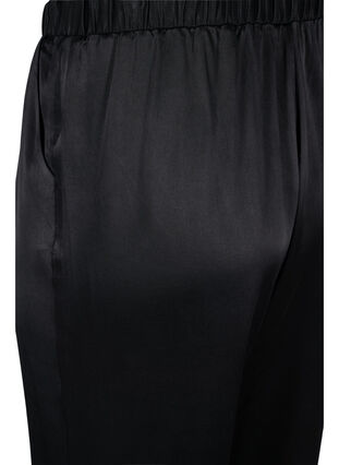 Løse bukser med lommer og strikkant, Black, Packshot image number 3