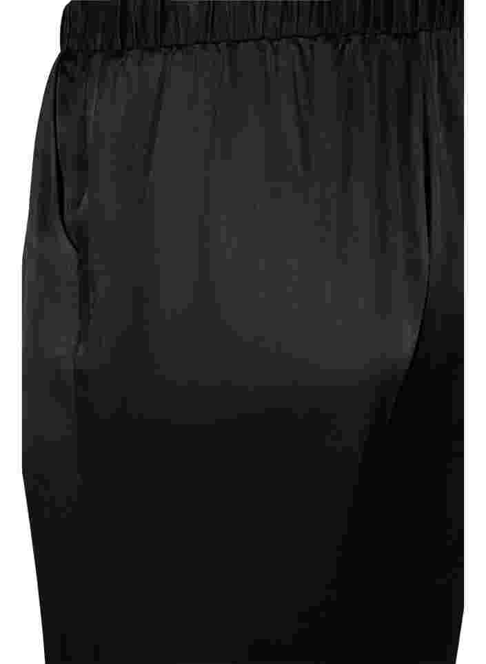 Løse bukser med lommer og strikkant, Black, Packshot image number 3