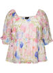 Bluse i lyocell med blomstertrykk og sweetheart-utringning, Hvit, Packshot image number 0