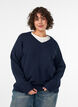 Genser med V-hals, Bl&aring;, Model image number 0