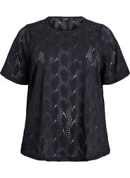 FLASH - Jersey T-skjorte med hullmønster, Black