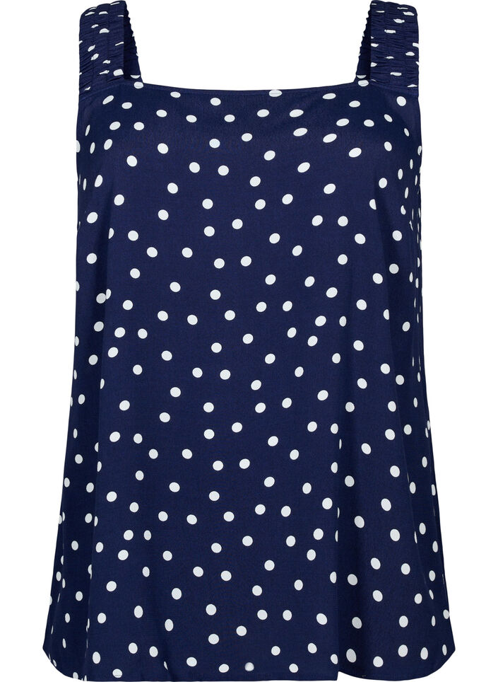 Mønstret topp i viskose med A-form, Peacoat Dot, Packshot image number 0