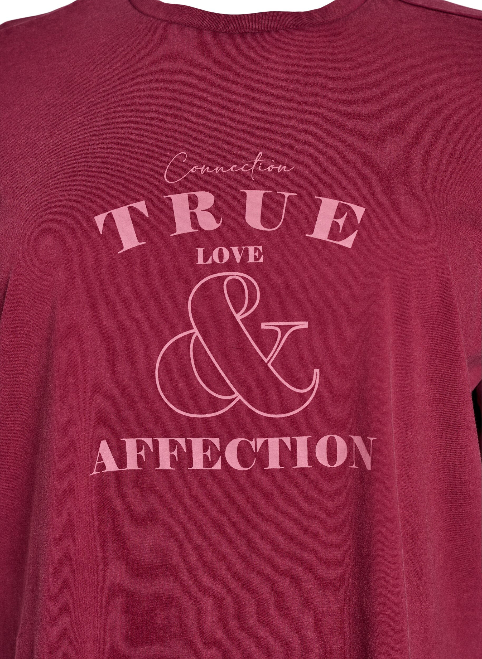 Zizzi Kort T-skjorte med Loose fit, M&oslash;rk Bordeaux, Packshot image number 2