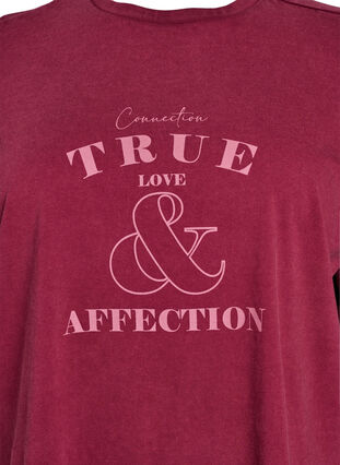 Zizzi Kort T-skjorte med Loose fit, Mørk Bordeaux, Packshot image number 2