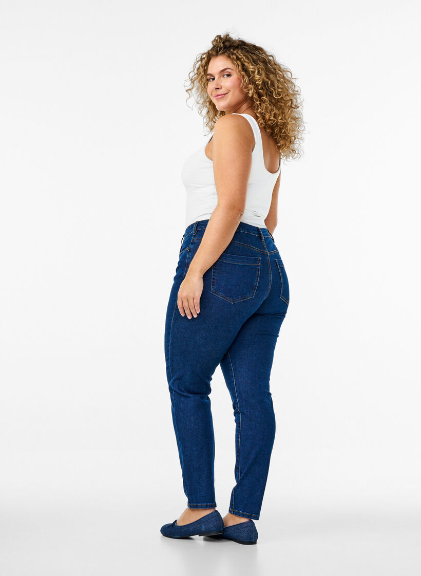 Emily jeans i smal passform og normalt h&oslash;y midje, Bl&aring;, Model image number 1