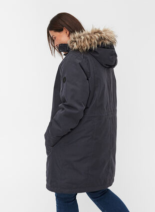 Vanntett vinterjakke med avtagbar hette, Black, Model image number 1