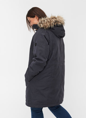 Vanntett vinterjakke med avtagbar hette, Black, Model image number 1