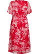 Lang chiffongkjole med blomstertrykk, Red Flower AOP, Packshot image number 1