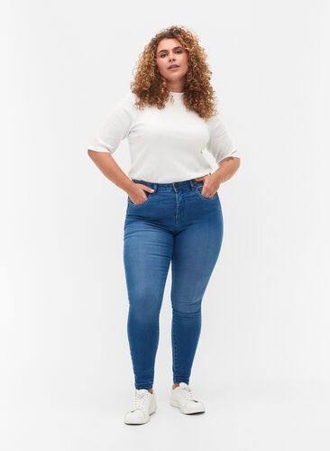Super slim Amy jeans med høyt liv, Light blue, Model image number 0