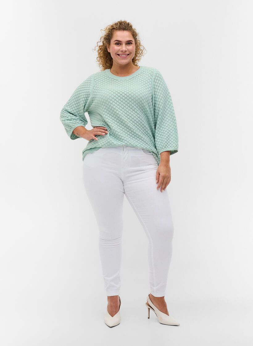 Super slim Amy jeans med h&oslash;yt liv, White, Model image number 4