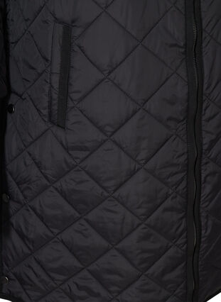 Quiltet termojakke med hette og glidelås, Black, Packshot image number 2