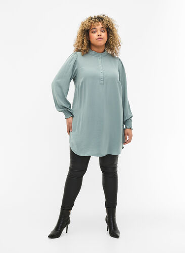 Tunika med vaffelsøm, Chinois Green, Model image number 2