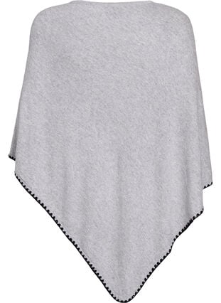 Zizzi Finstrikket poncho, Light Grey Melange, Packshot image number 1