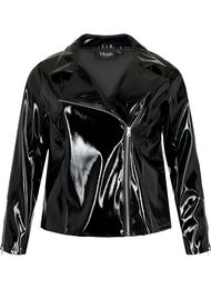 Wet look bikerjakke, Black