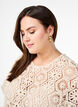 Heklet bluse med korte ermer, Beige, Model image number 3