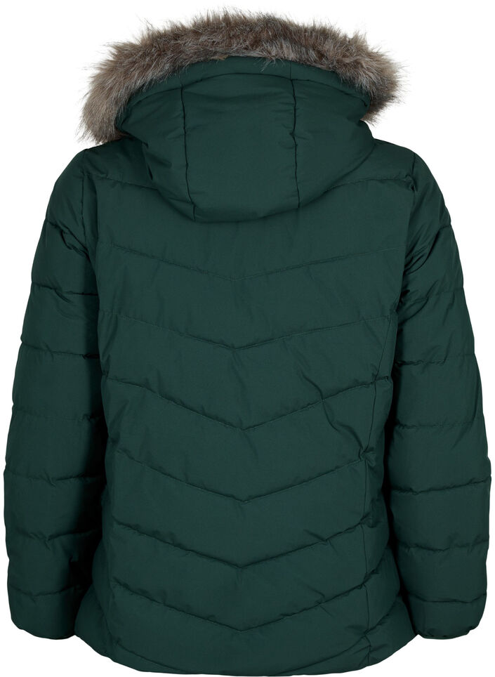 Kort boblejakke med hette, Gr&oslash;nn, Packshot image number 1
