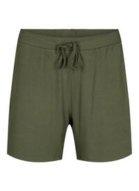Løs shorts i viskose med ribb