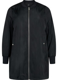 Lang bomberjakke med lommer, Black