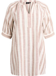 Bomullstunika med V-hals, Beige