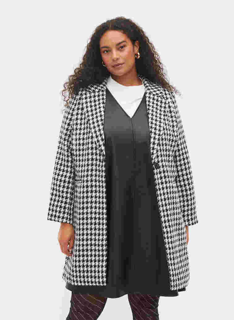 Rutete jakke med knappelukking, Houndsthooth, Model
