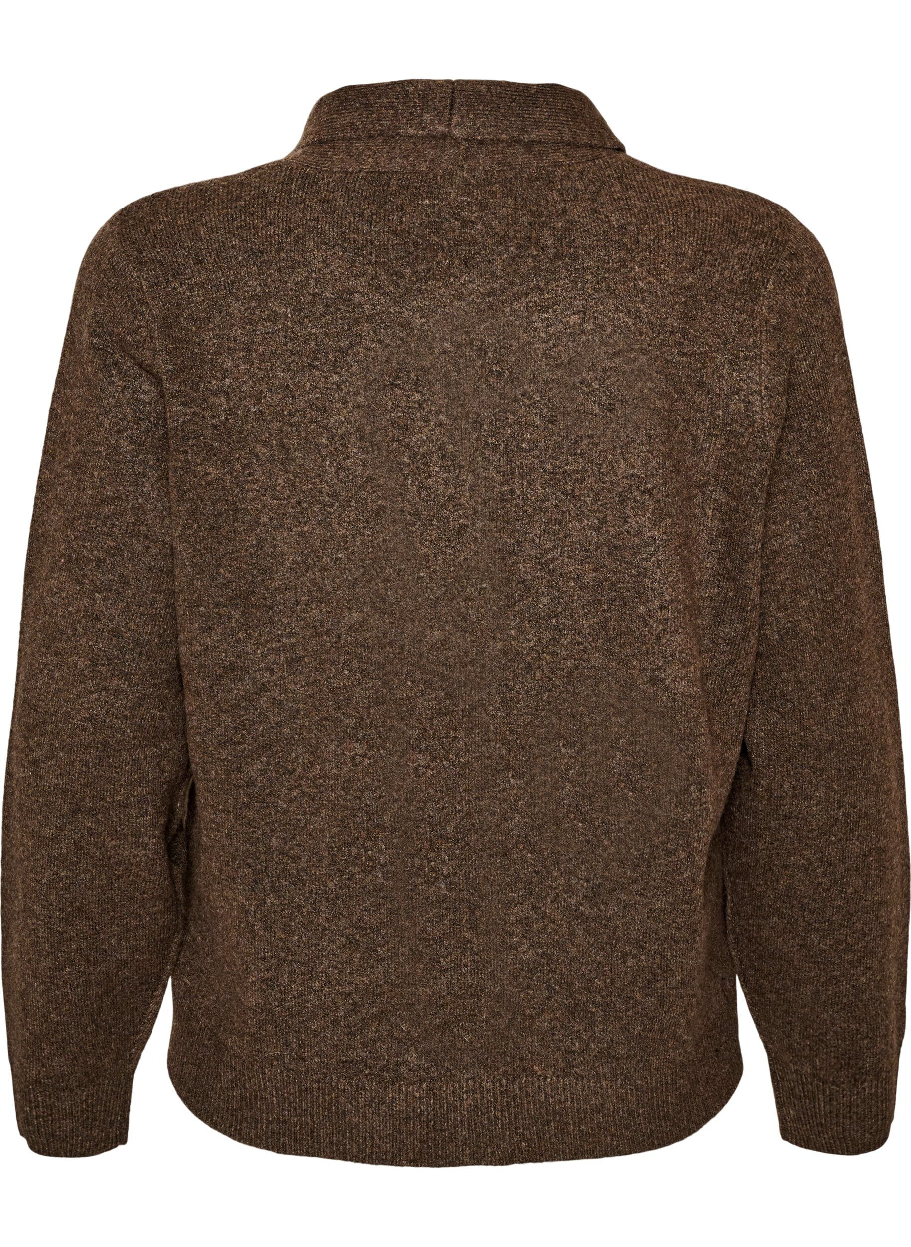 ZizziCardigan med sl&oslash;yfeb&aring;nd og knapper, Brun, Packshot image number 1