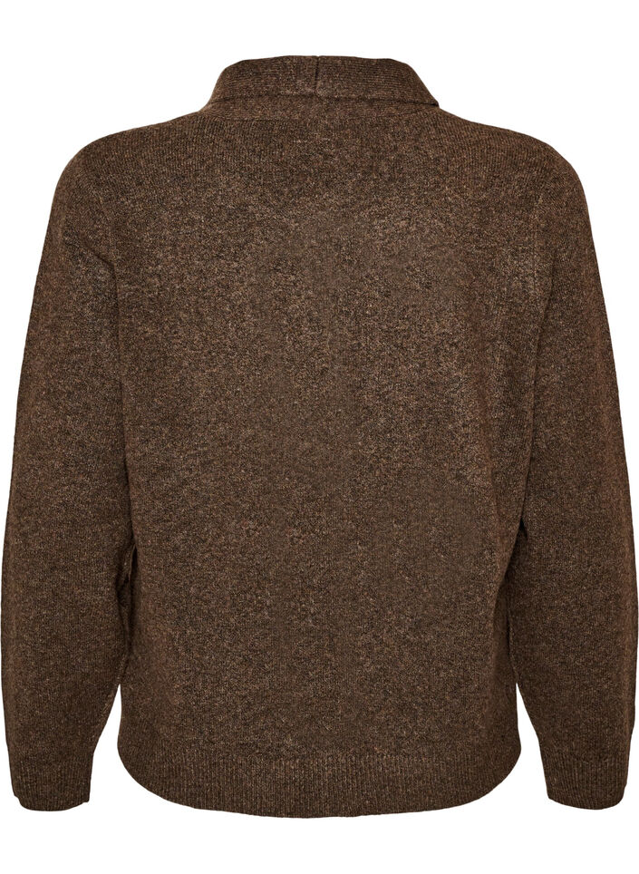 Cardigan med sl&oslash;yfeb&aring;nd og knapper, Brun, Packshot image number 1