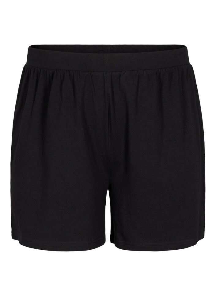Løse shorts i en bomullsmiks, Svart, Packshot image number 0