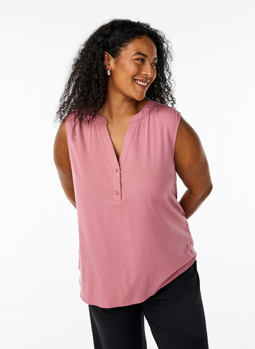 Ermel&oslash;s bluse i viskose, Rosa, Model image number 0