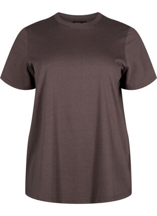 Zizzi Basic T-skjorte i bomull med rund hals, Brun, Packshot image number 0