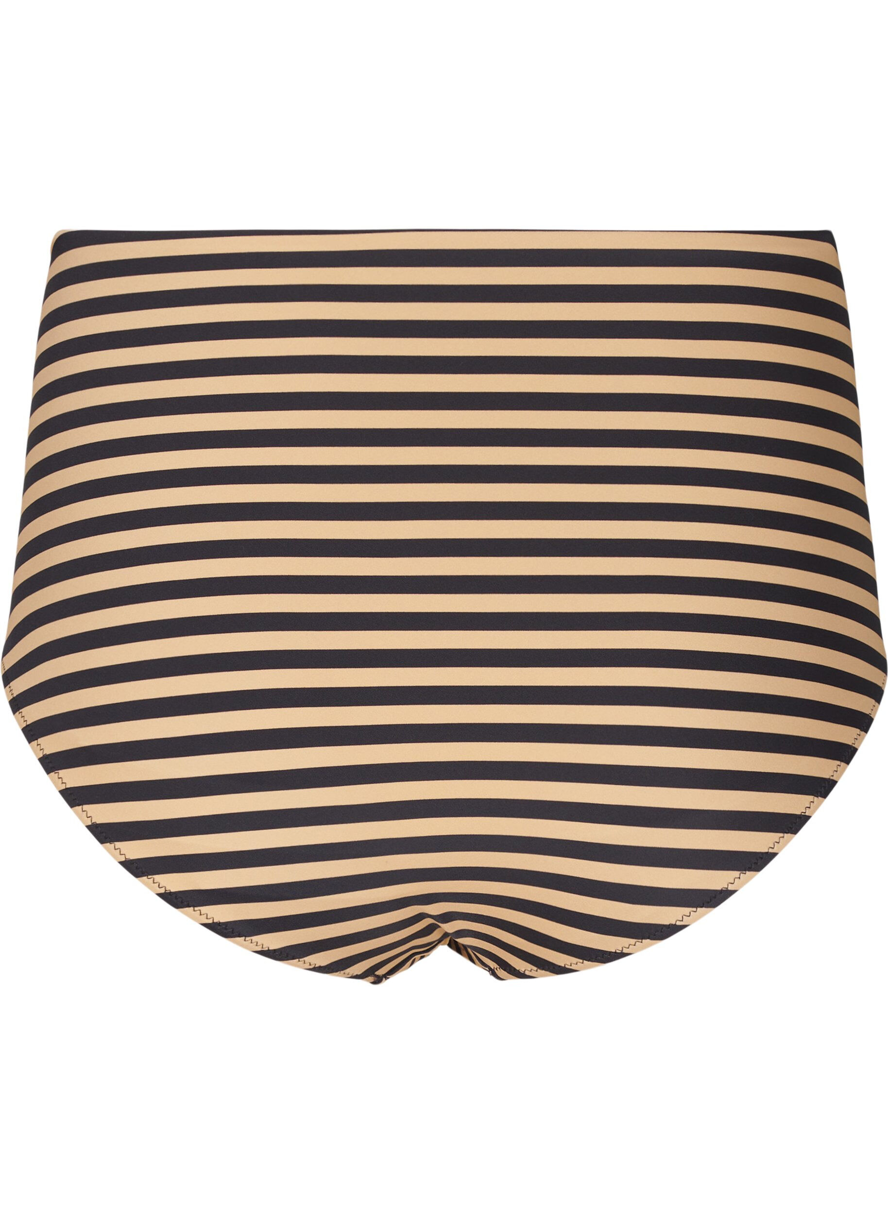 ZizziH&oslash;ytlivs bikinitruse med striper, Brun, Packshot image number 1
