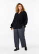 Langermet bluse med V-hals, Black, Model image number 2