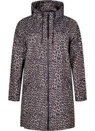 Regnjakke med lommer og hette, Brun