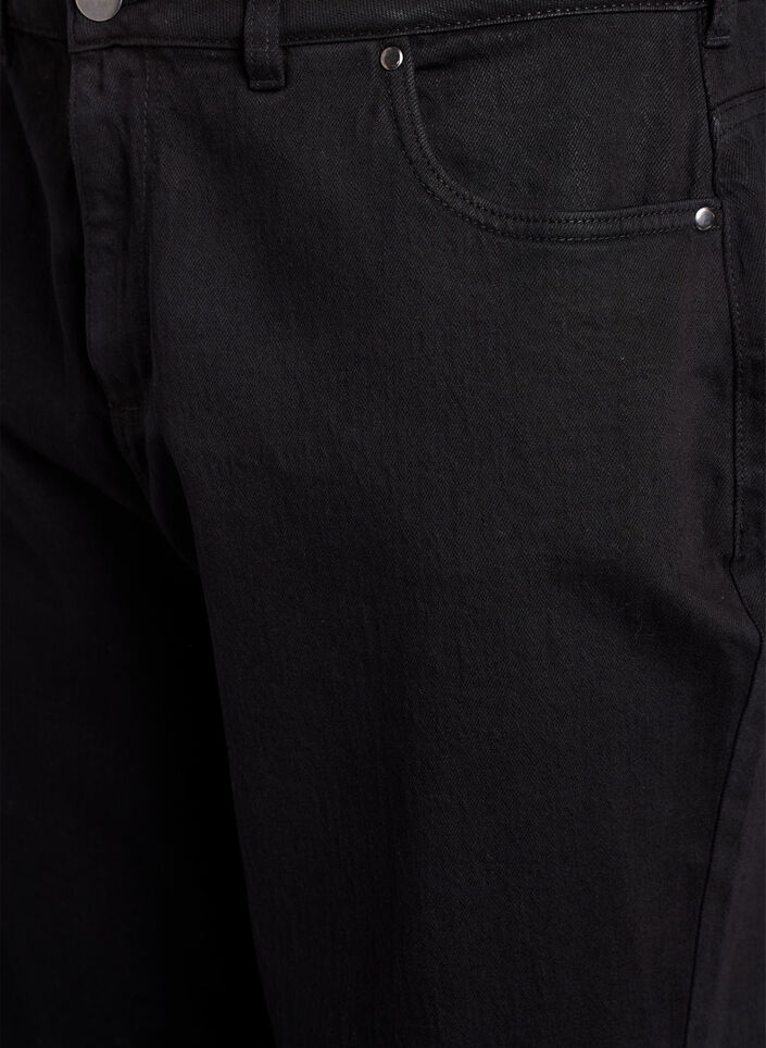 Løse jeans med avkortet lengde, Black Washed, Packshot