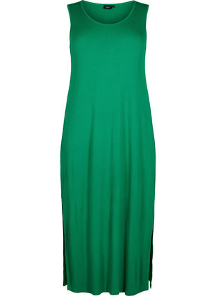 Ermeløs kjole i ribbestrikket viskose, Jolly Green, Packshot image number 0