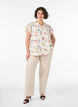 Bluse i viskose og lin med volangermer, Beige, Model image number 1