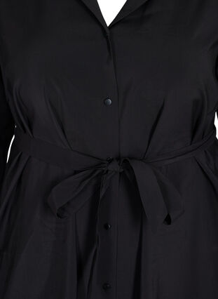 Viskosekjole med knapper og belte, Black, Packshot image number 2