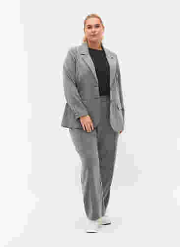 Enkel blazer med lommer, Medium Grey Melange, Model image number 2