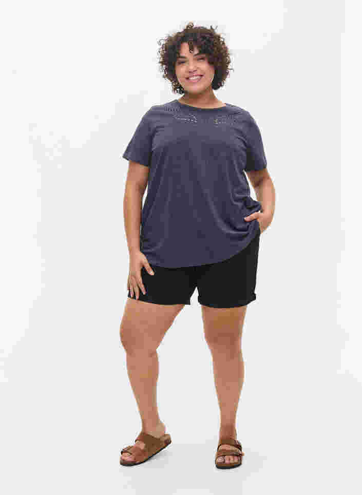 Shorts i bomull med lommer, Black, Model image number 0