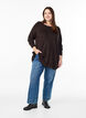 Strikkebluse med knapper i sidene, Brun, Model image number 1