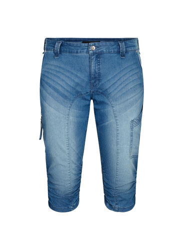 Slim fit caprijeans med lommer, Light blue denim, Packshot image number 0