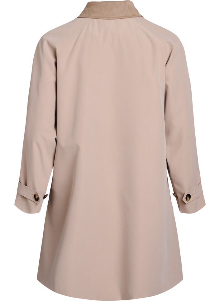 V&aring;rjakke med imitert semsket krage og skjult knappelukking, Beige, Packshot image number 1