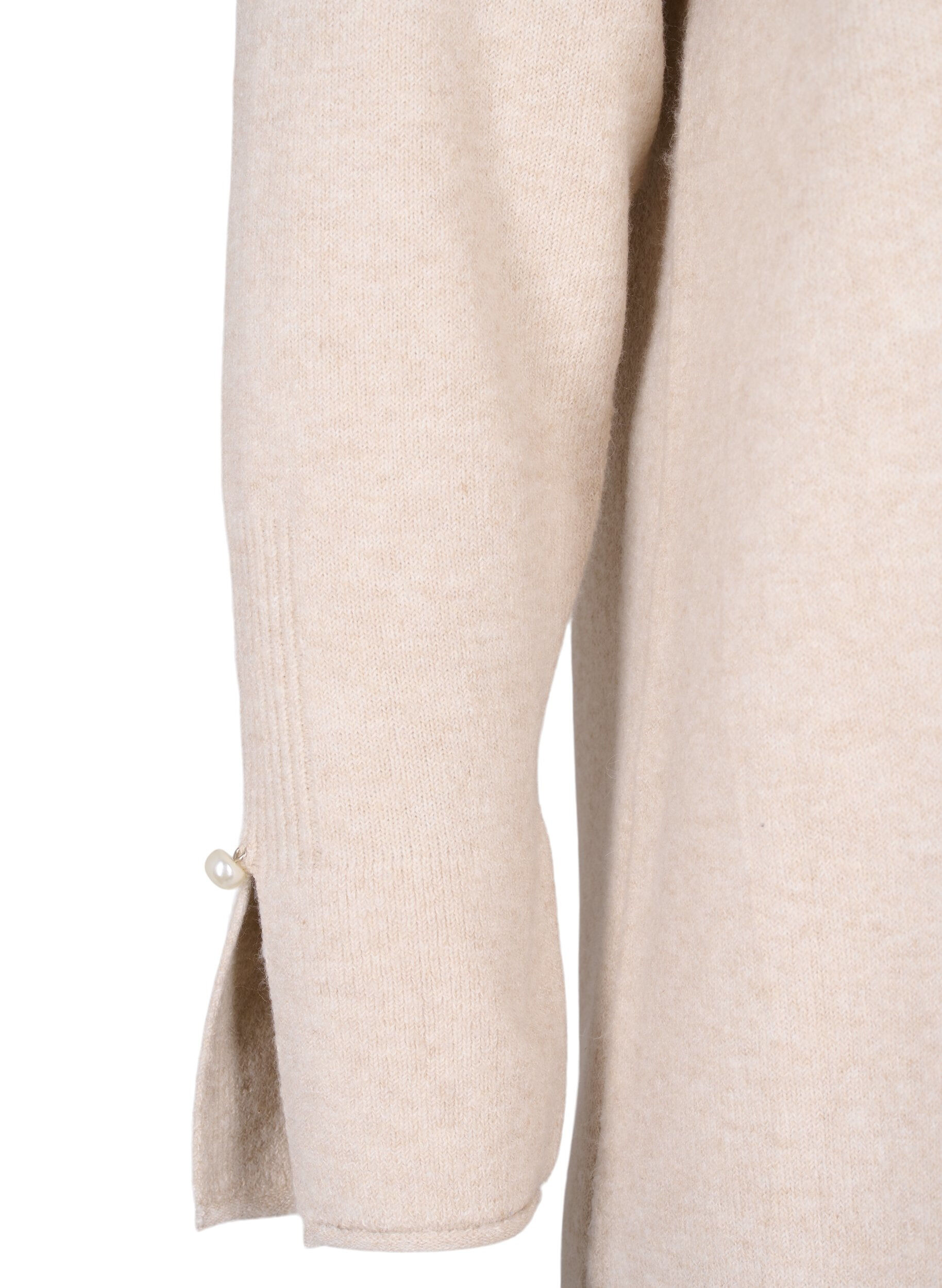 Zizzi Strikket kjole med splitt i ermene, Pumice Stone Mel., Packshot image number 3